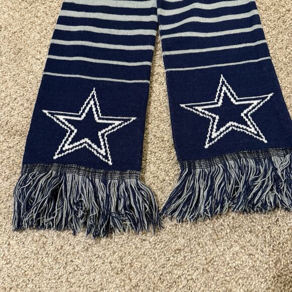 Dallas Cowboys Gray Blue Scarf Knit Winter Neck - Double Sided Big Team Logo - Picture 2 of 6